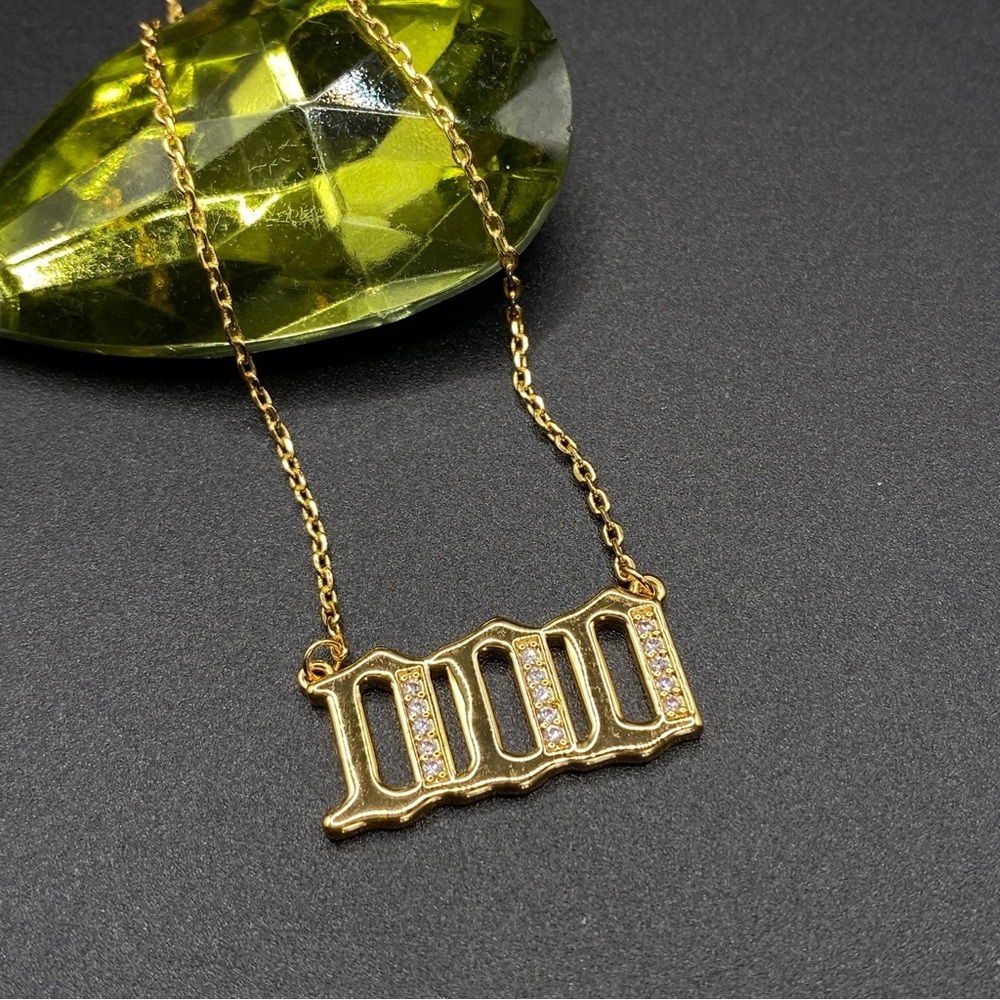 Angel Number 000 Pendant Necklace Gold Plated CZ